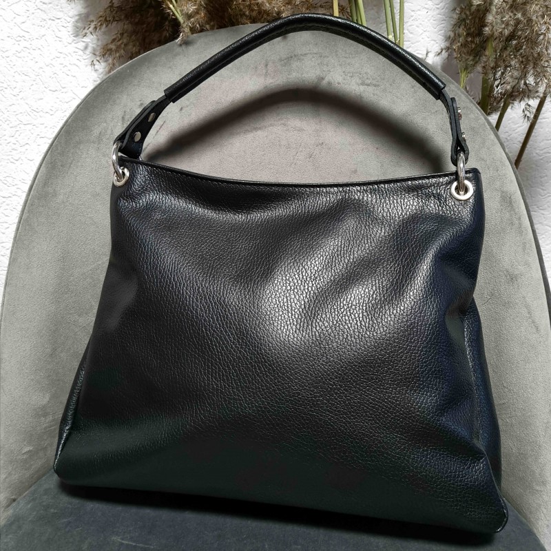 ”Dina” Black Leather Tote- Madam bags- Leather handbags for women