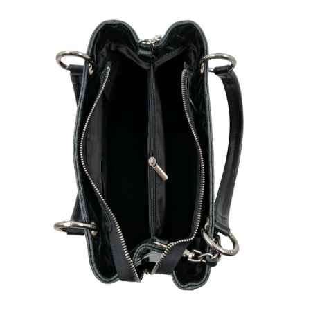 GLORIA black genuine leather tote bag- Madam bags- Italian handbags