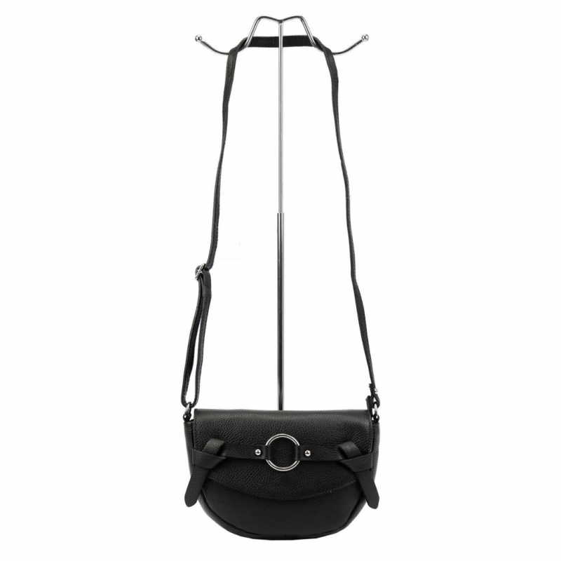 BELLA black genuine leather shoulder bag