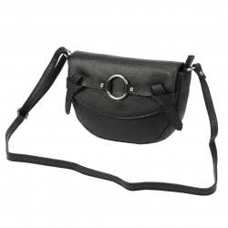 BELLA black genuine leather shoulder bag